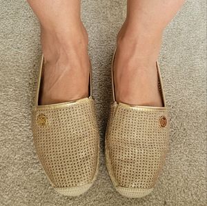 Michael Kors Kendrick Slip-on Espadrille Flats Gold Mesh perforated metallic